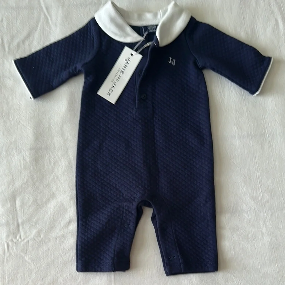 NWT Janie and Jack Navy Blue Quilted One-Piece Newborn - Picture 3 of 5